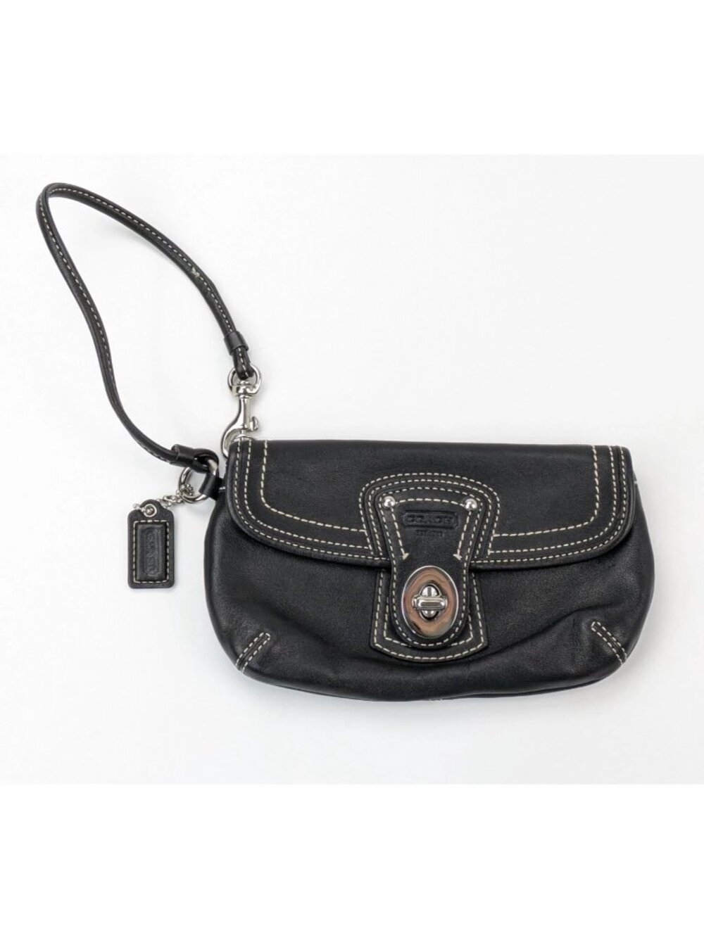 *Coach Vintage Legacy Turn-Lock Black Leather Wristlet Y2K 2000s